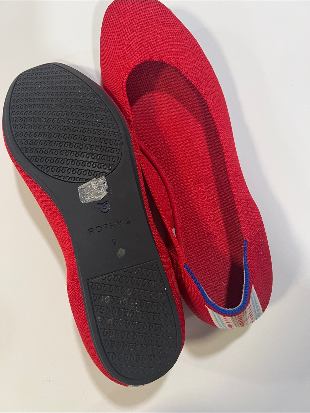 Rothy’s - The Square Flat Square Toe Ballet Shoe, Cardinal Red 9 - Picture 4 of 7
